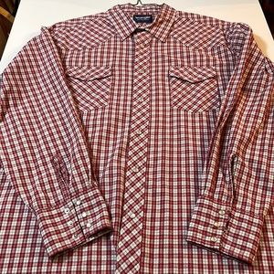 Wrangler Red White Plaid Cowboy Western Shirt XXL
